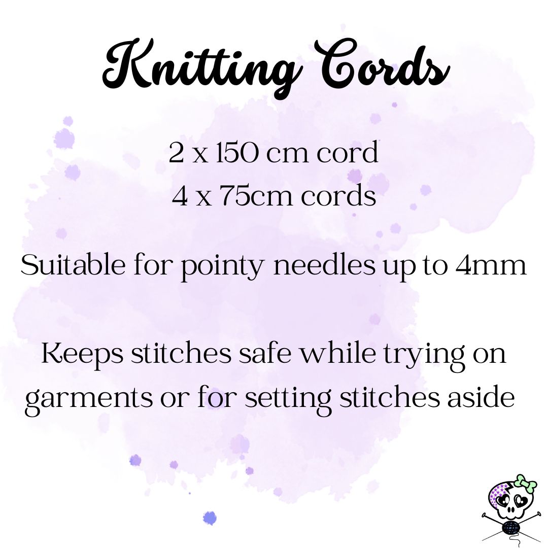 6 Knitting Stitch Holder Cords or Cables in a Tin. Stitch Keeper Hollow Tubing, Accessories, Notions, Supplies