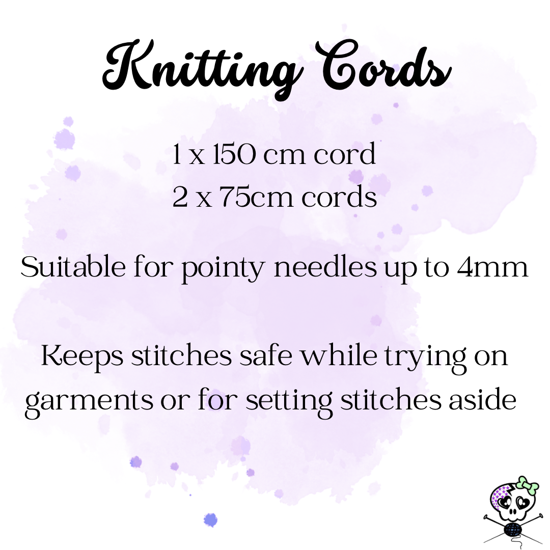 3 Knitting Stitch Holder Cords or Cables in a Tin. 150cm x 1, 75cm x 2 Stitch Keeper Hollow Tubing, Accessories, Notions, Supplies