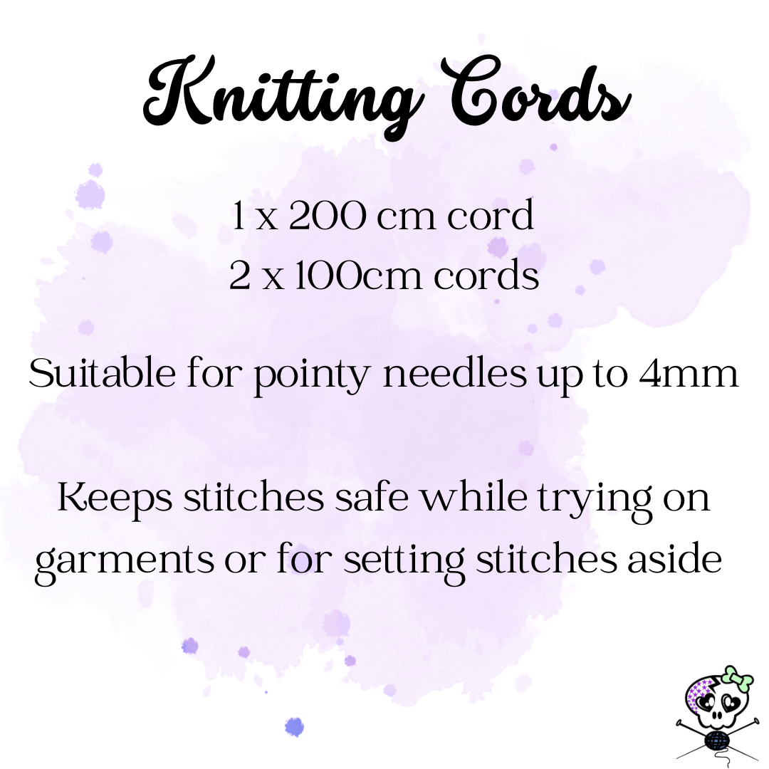 3 Knitting Stitch Holder Cords 200cm and 100cm Cables in an Organza Bag, Stitch Keepers Plus Size Inclusive, Accessories, Notions, Supplies