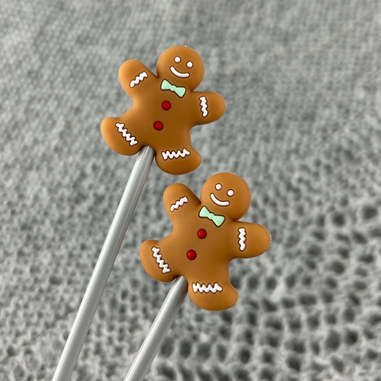 Knitting Needle Point Protectors Stoppers Gingerbread Man Men Christmas, Festive Knitting Accessories, Gifts for knitters, Knitting Notions,