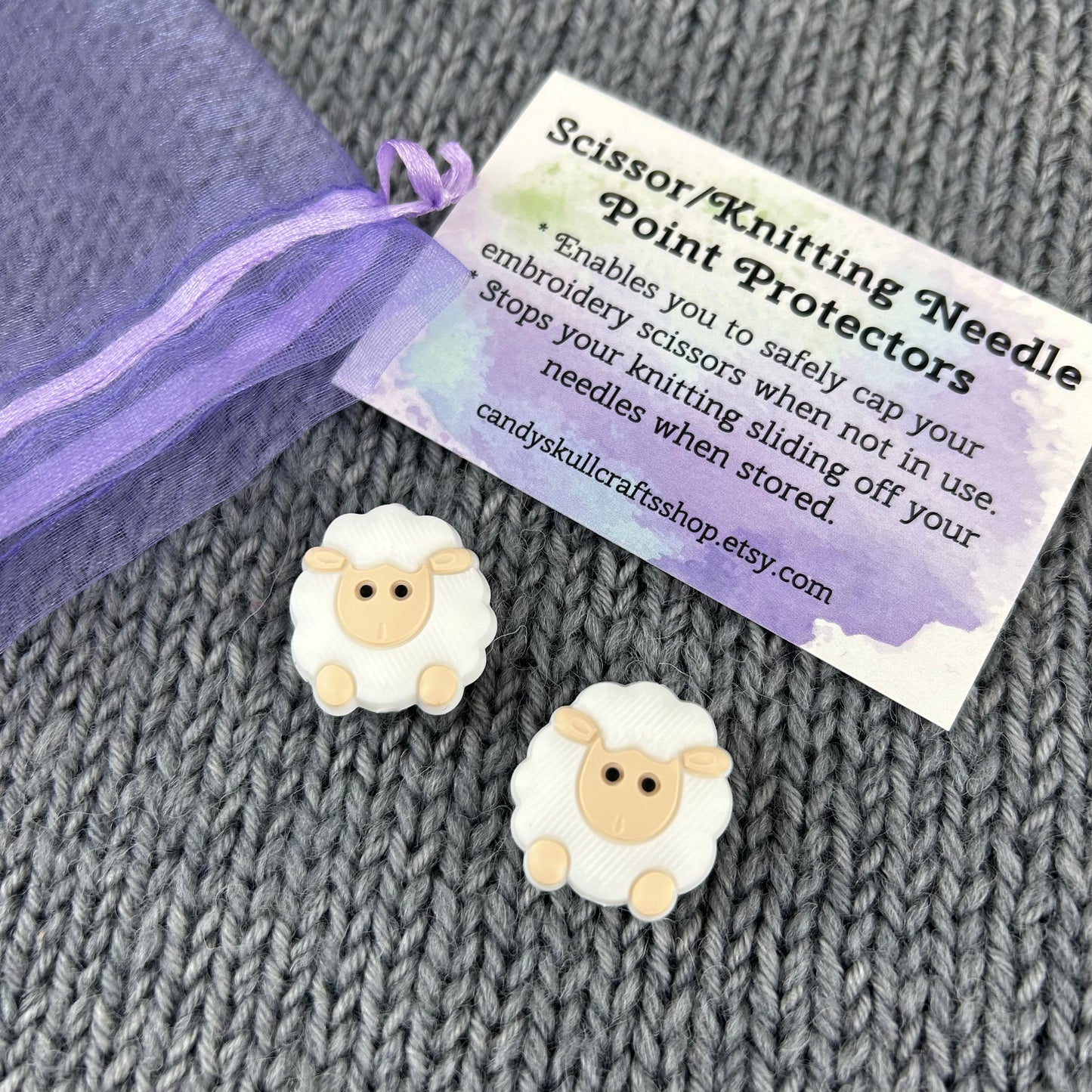 Knitting Needle Stitch Savers Stoppers or End Caps White Sheep Knitting Notions Accessories, Gifts for knitters