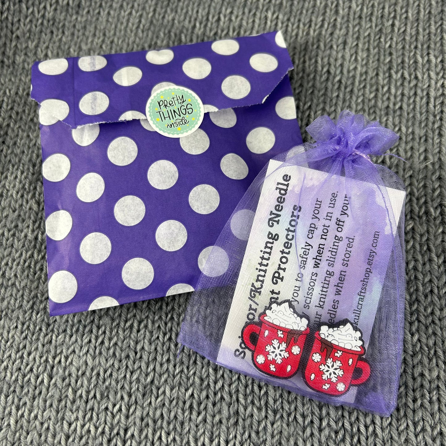 Knitting Needle Mugs Stitch Stoppers or Savers. Christams Hot Chocolate Festive Knitting Accessories, Gifts for knitters, Knitting Notions