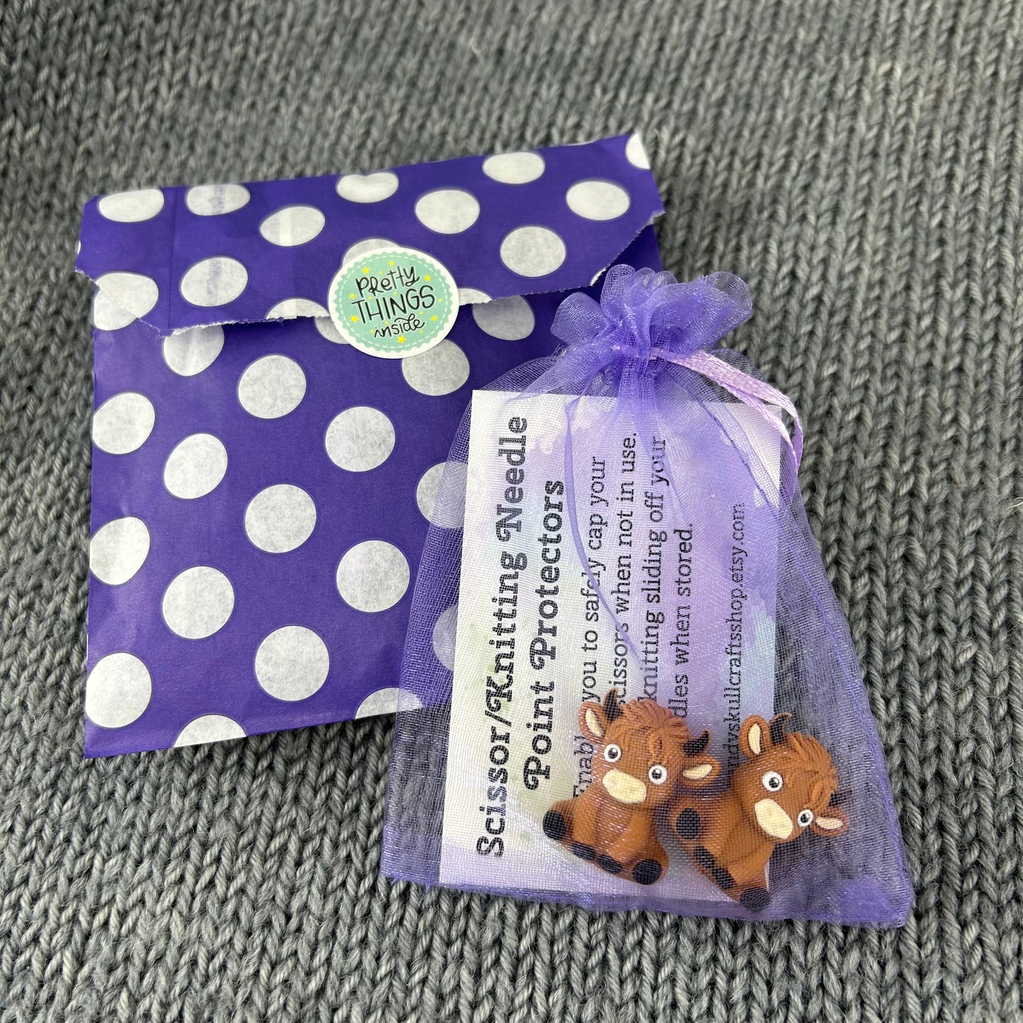 Knitting Needle Stoppers Highland Cow Stich Savers, Point Protectors , Knitting Accessories and Notions, Gifts for knitters, Aberdeen Angus