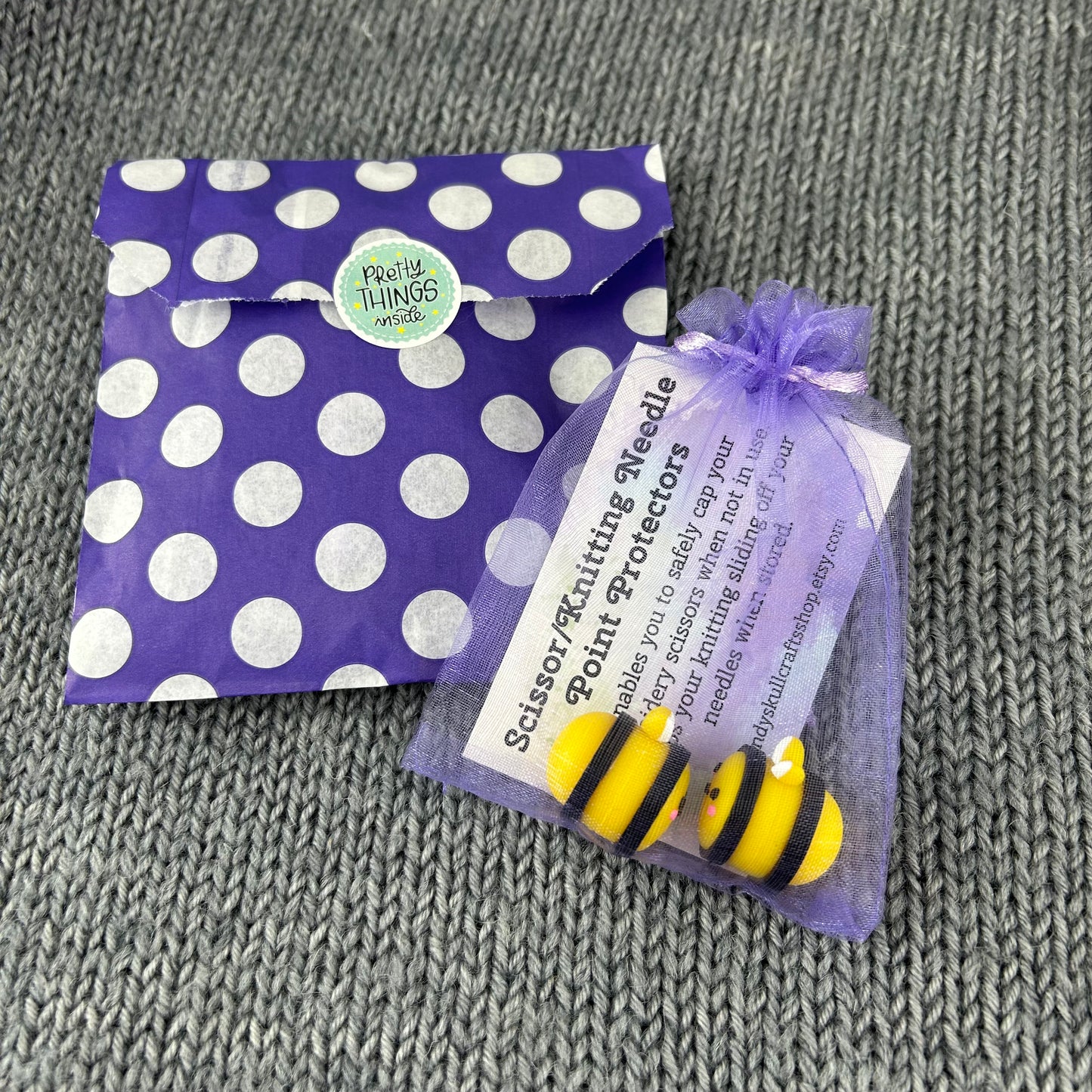 Bee Knitting Needle Stitch Savers, Stoppers, End Caps or Huggers. Knitting Accessories and Notions. Point Protectors, Gifts for knittersfor knitters
