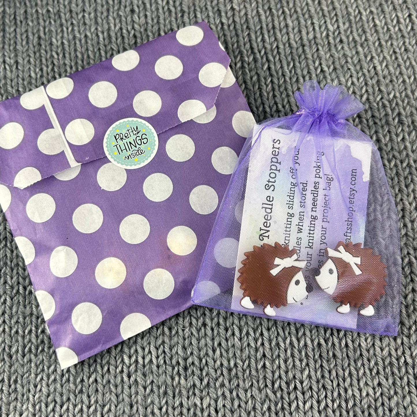 Hedgehog Knitting Needle Stitch Savers or Stoppers, Point Protectors Brown Hedgehog, Knitting Accessories, Gifts for knitters, Notions