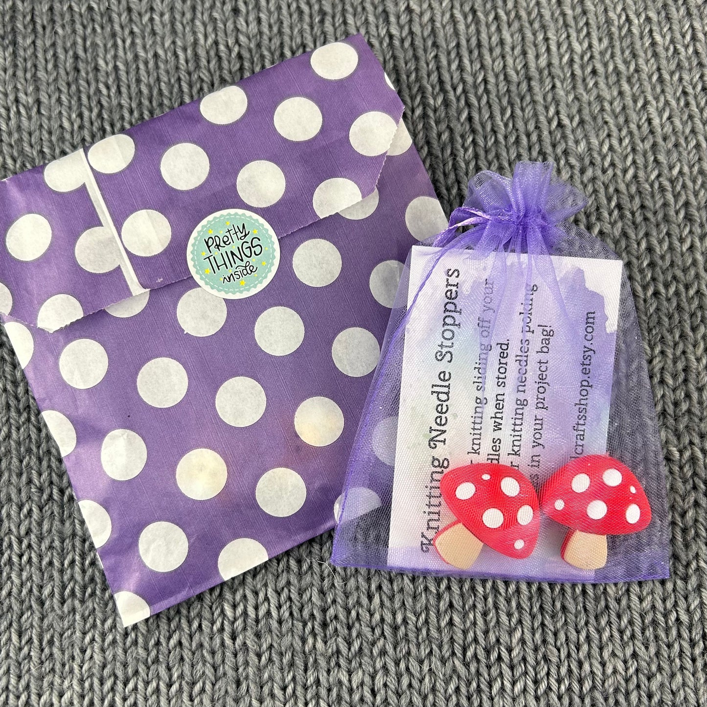 Knitting Needle Point Protectors Stoppers Mushroom Toadstool Fungi Knitting Accessories, Gifts for knitters