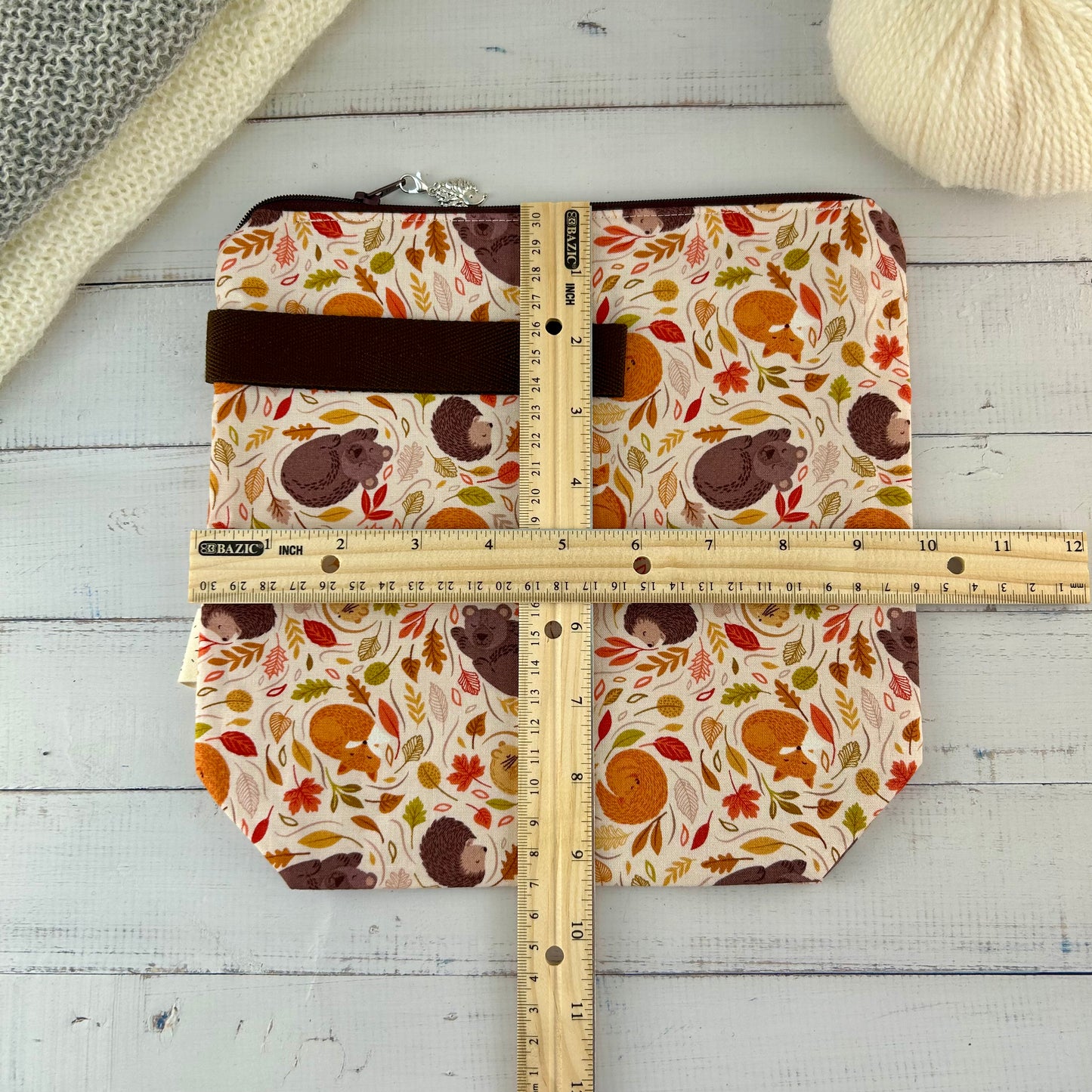 Fall Autumn Hibernating Animals, Knitting Project Bag, Forest Crochet Storage, Knitting Accessories, Gifts For Knitters