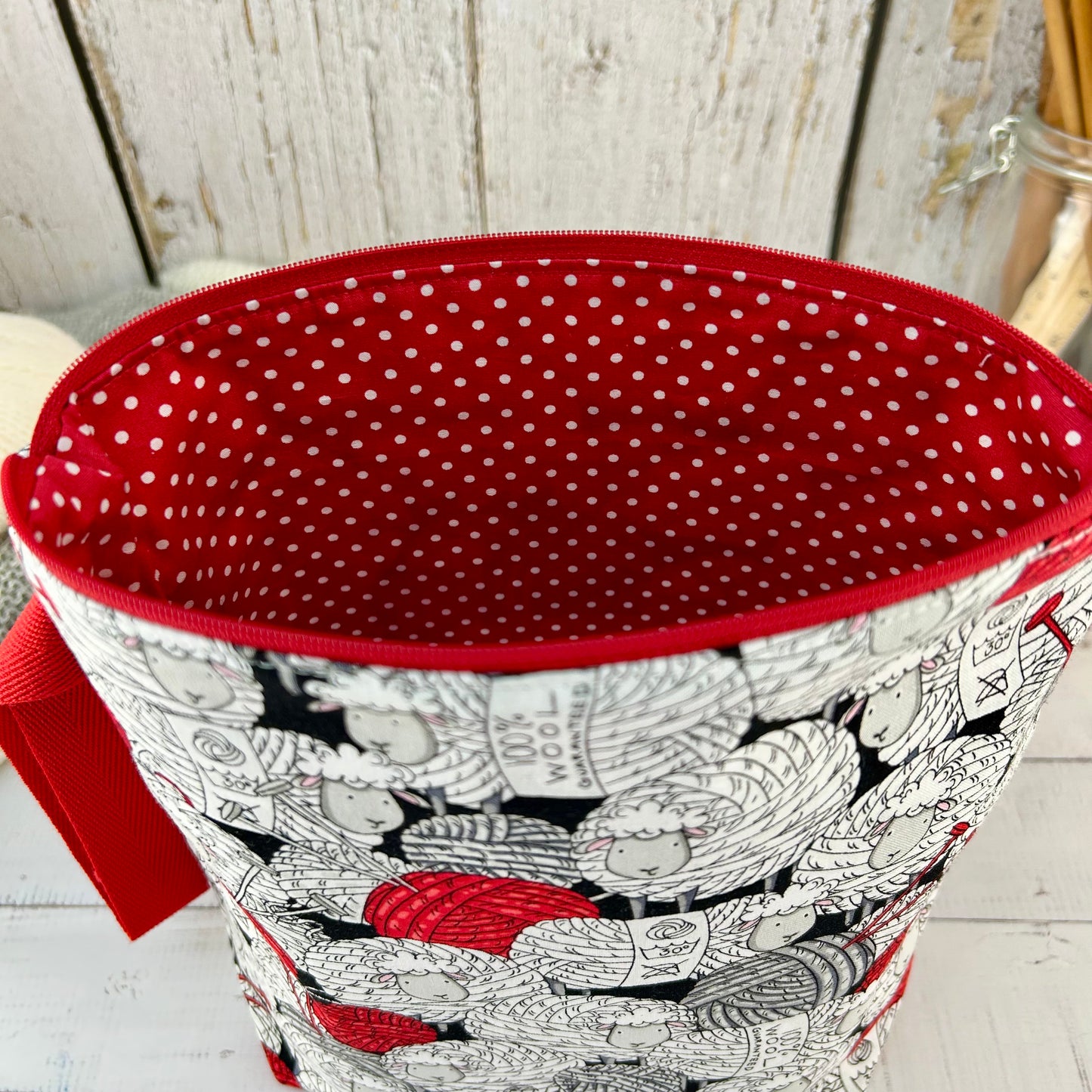 Sheep Knitting Project Bag, Lamb, Crochet Project Bag, Knitting Accessories, Gifts For Knitters, Balls of Yarn Notions Tools Supplies