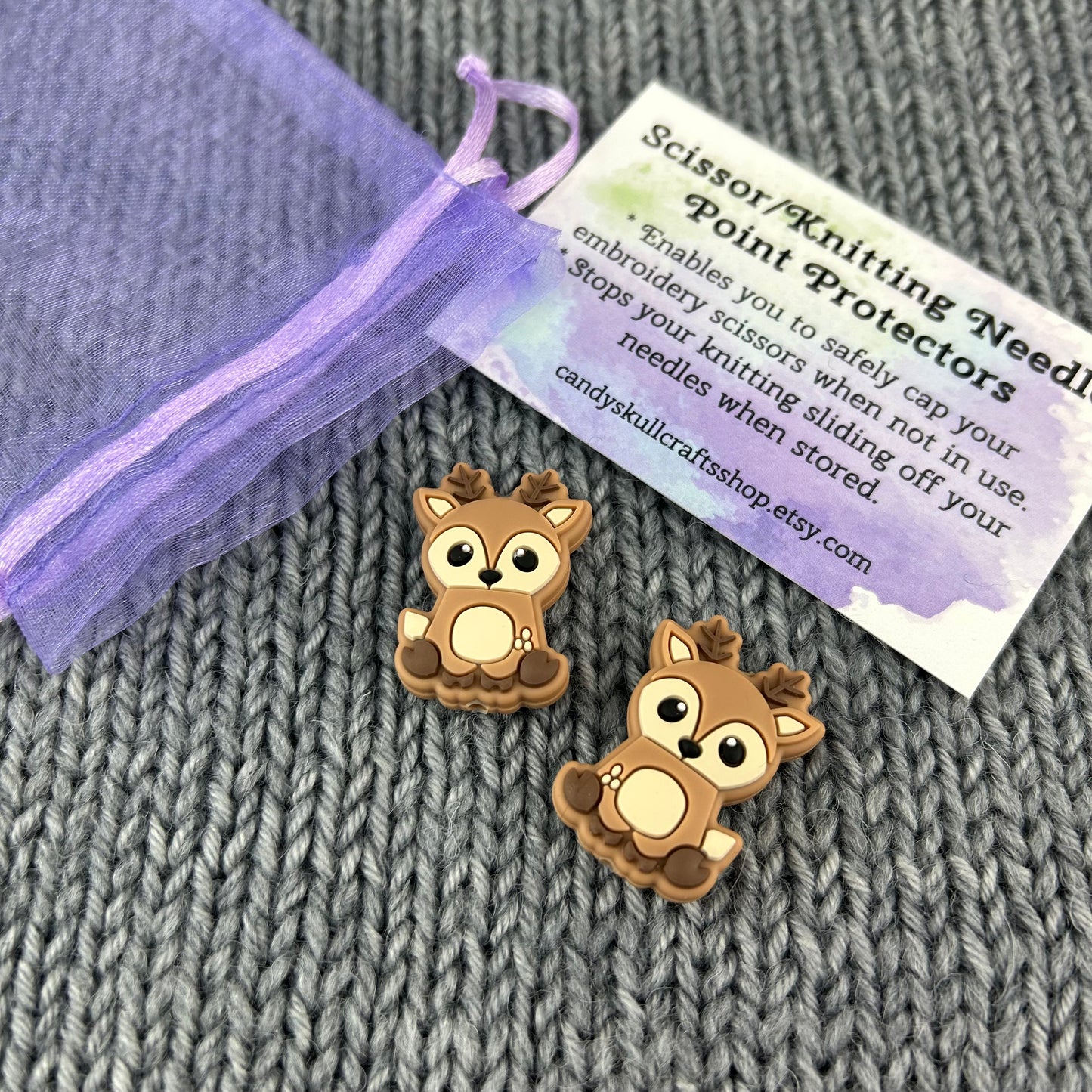 Reindeer Knitting Needle Stitch Stoppers or Savers. Christmas Festive Knitting Accessories, Gifts for knitters, Knitting Notions