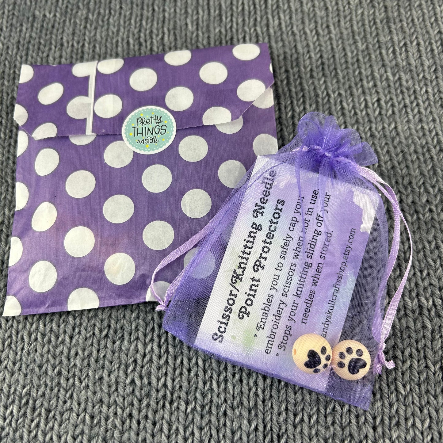 Paw Print Knitting Needle Stitch Savers Protectors Stoppers End Caps, Cat or Dog Knitting Accessories, Gifts for knitters