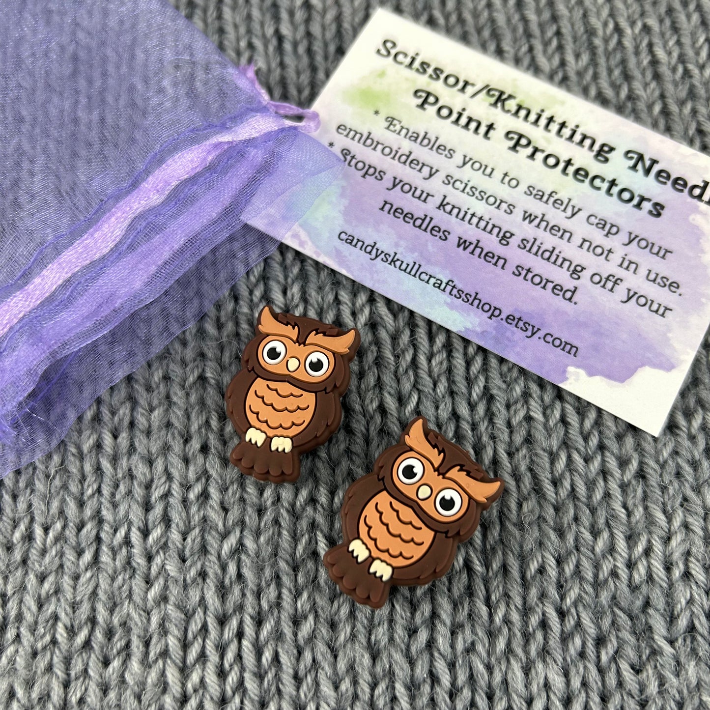 Owl Knitting Needle Stitch Savers Stoppers or End Caps Knitting Accessories, Gifts for knitters