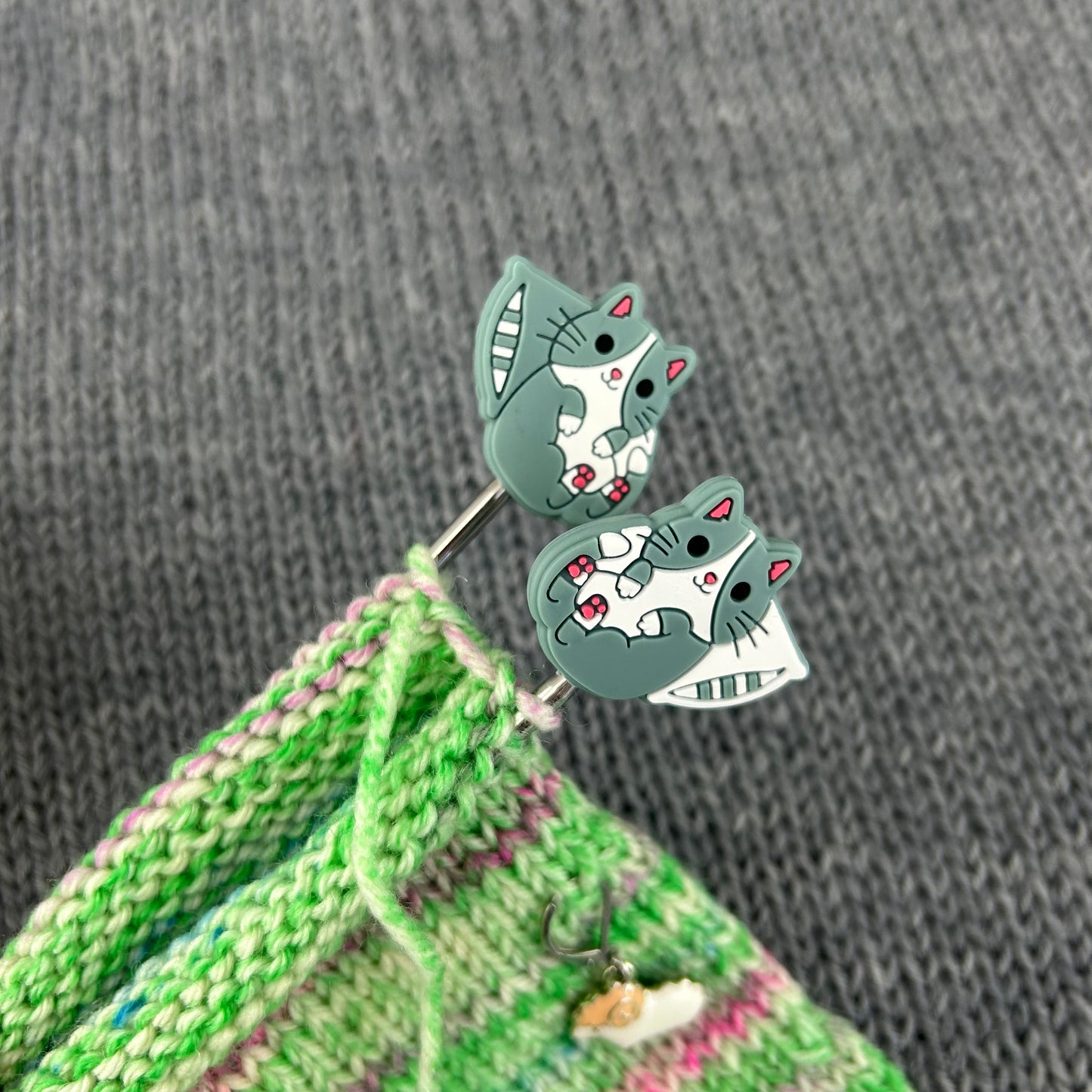 Cat Knitting Needle Stitch Stoppers or Savers. Knitting Accessories, Gifts for knitters, Knitting Notions