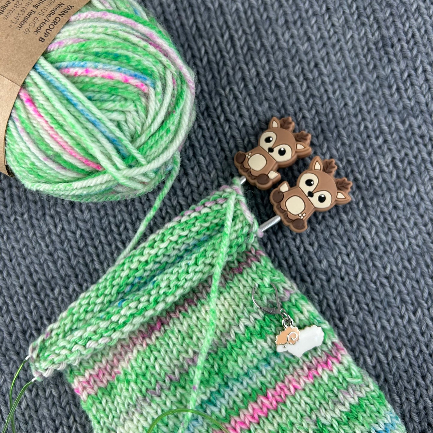 Reindeer Knitting Needle Stitch Stoppers or Savers. Christmas Festive Knitting Accessories, Gifts for knitters, Knitting Notions