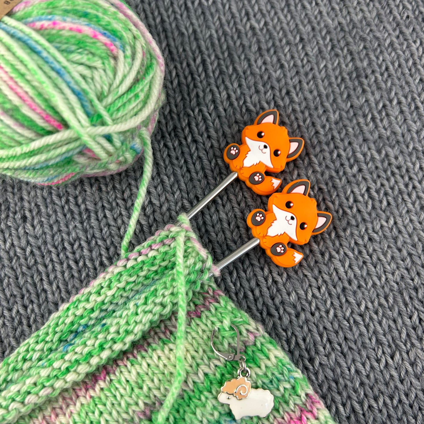 Fox Knitting Needle Stitch Savers Stoppers or Huggers. End Caps Knitting Accessories, Gifts for knitters