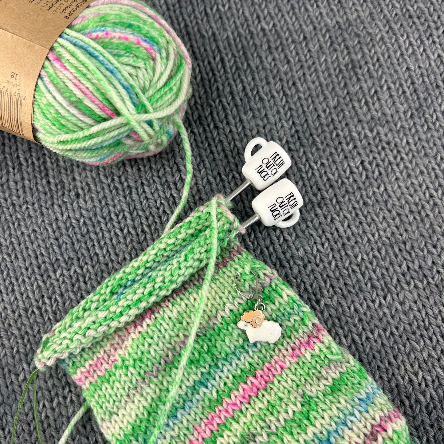 Mug Shaped Knitting Needle Stitch Stoppers Fresh Out Of F#cks Needle End Caps, Accessories, Gifts for knitters,