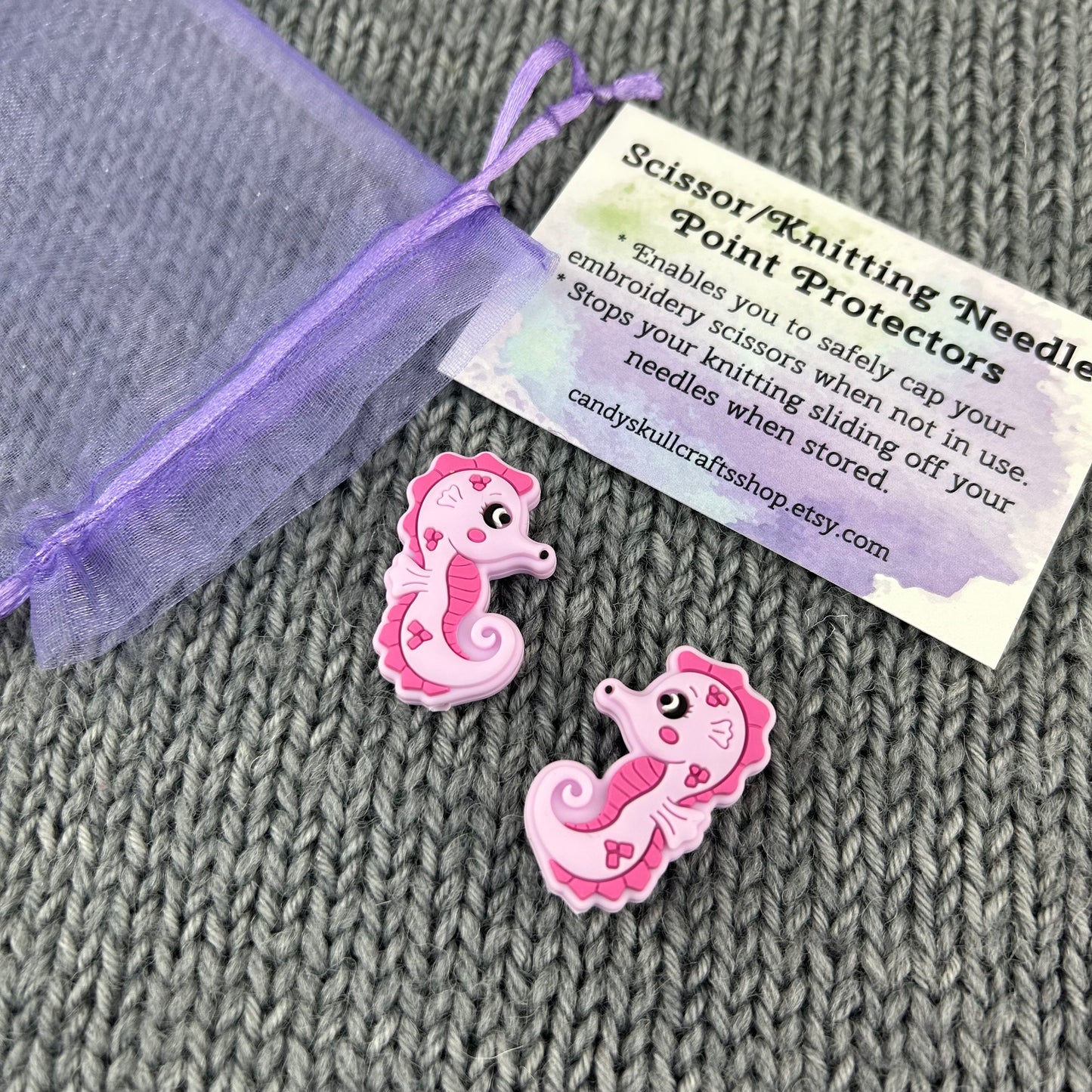 Seahorse Knitting Needle Point Protectors Stitch Savers or Stoppers, Knitting Accessories and Notions, Gifts for knitters