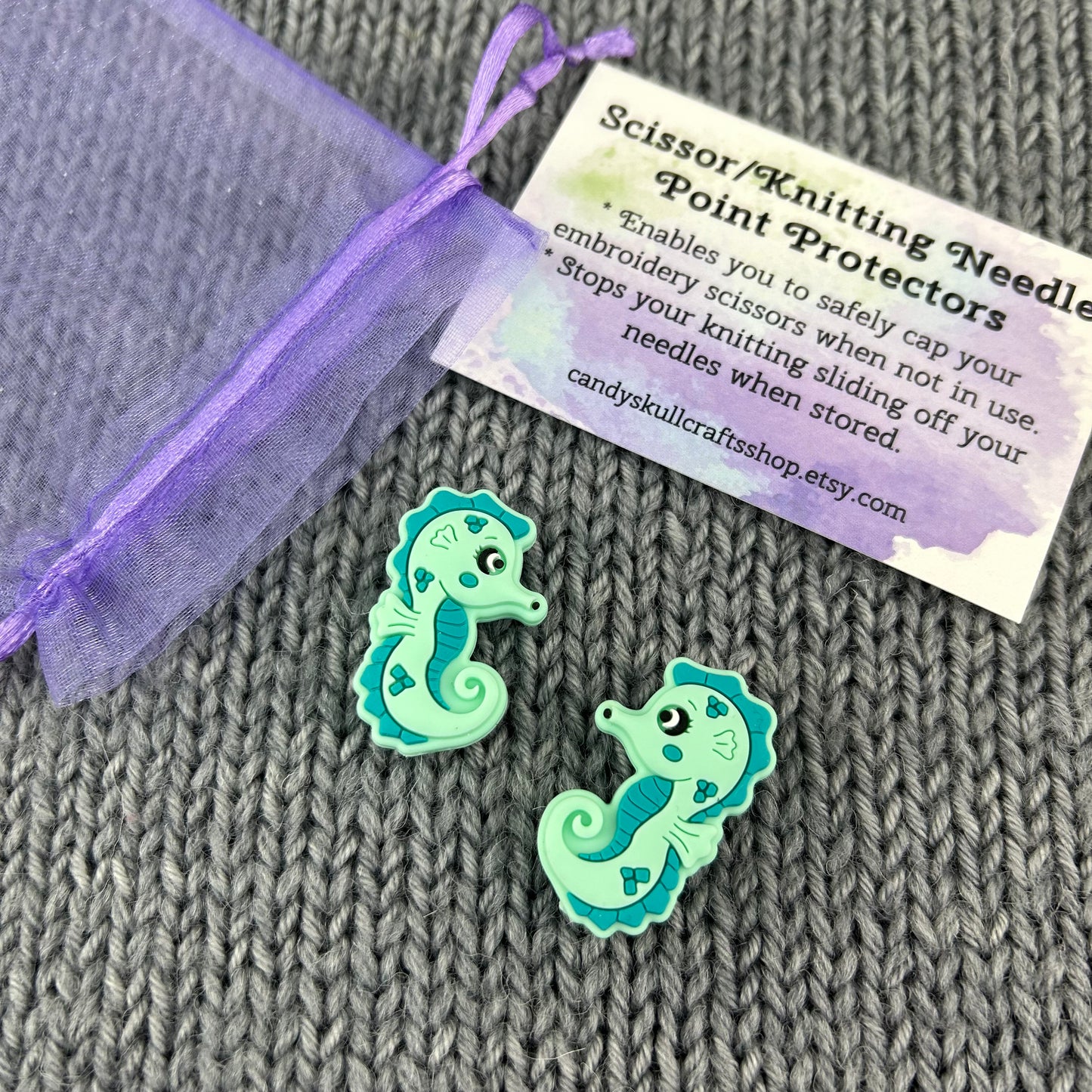 Knitting Needle Point Protectors Stoppers Seahorse Knitting Accessories, Gifts for knitters