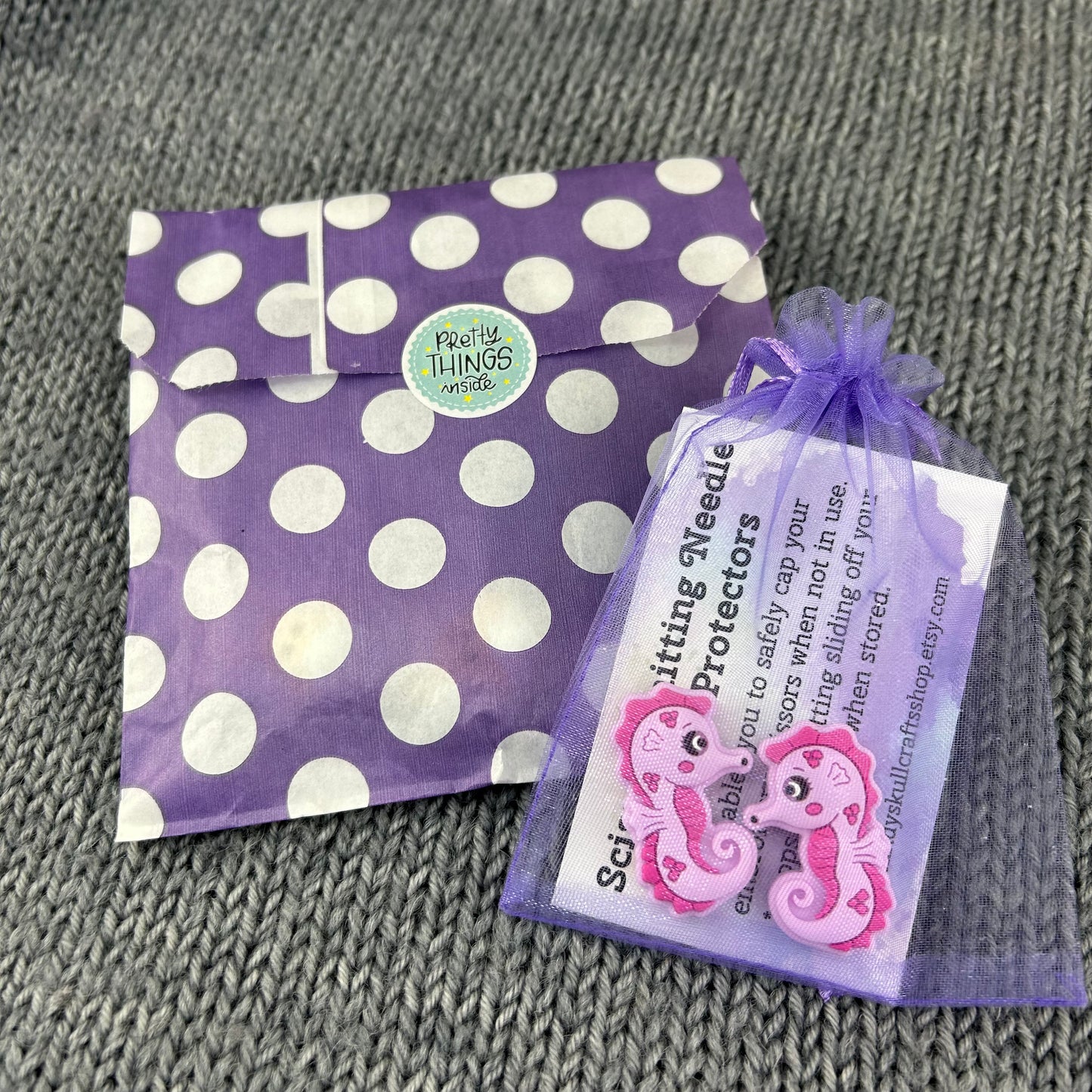 Seahorse Knitting Needle Point Protectors Stitch Savers or Stoppers, Knitting Accessories and Notions, Gifts for knitters