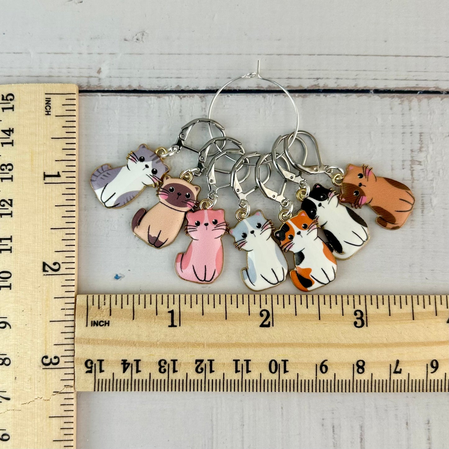 Cat Knitting Stitch Markers, Progress Keepers 7 Piece Set, Crochet, Cat Lovers Notion Tools and Supplies, Knitting Accessories, Gifts For Knitters
