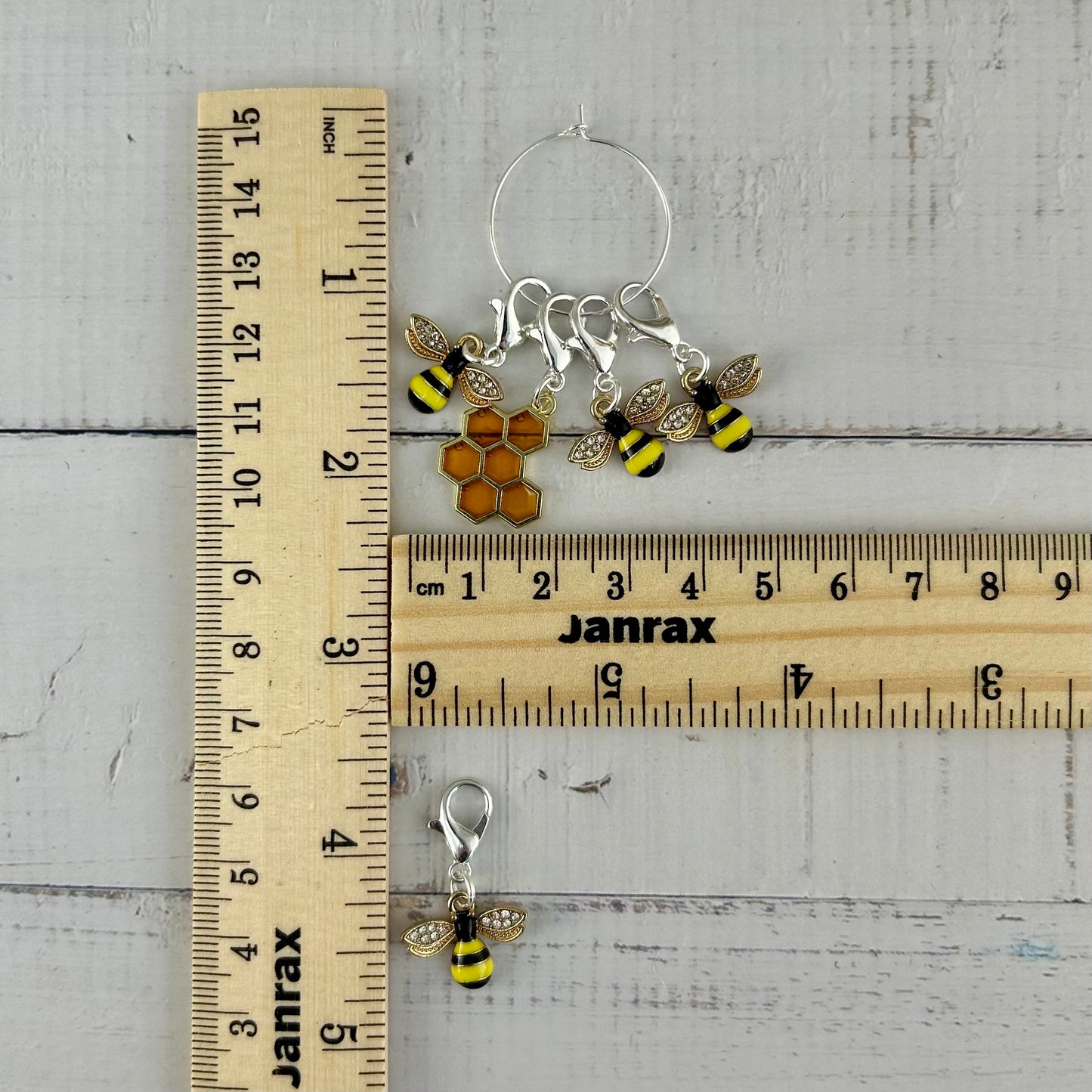 Bee And Honeycomb Knitting Stitch Markers Set, Progress Keepers, Crochet, Knitting Accessories, Gifts for knitters