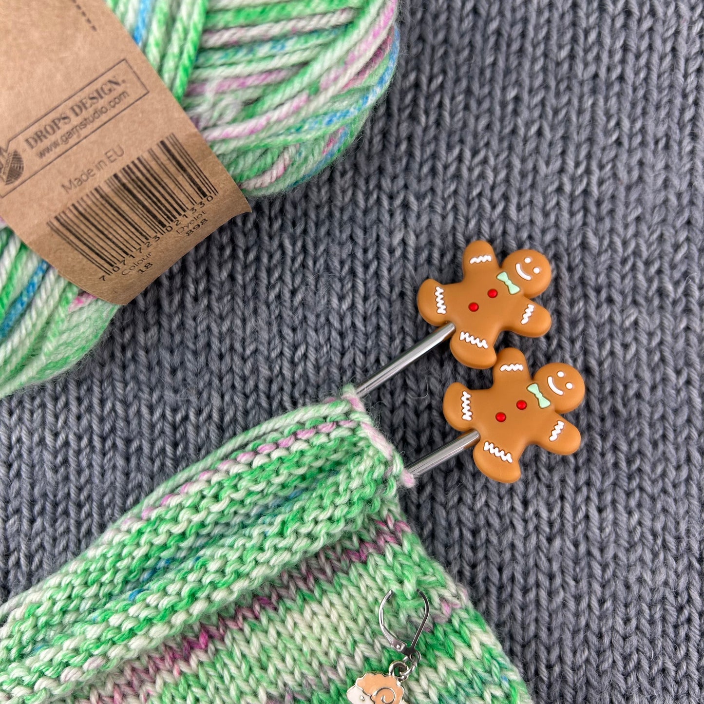 Knitting Needle Point Protectors Stoppers Gingerbread Man Men Christmas, Festive Knitting Accessories, Gifts for knitters, Knitting Notions,