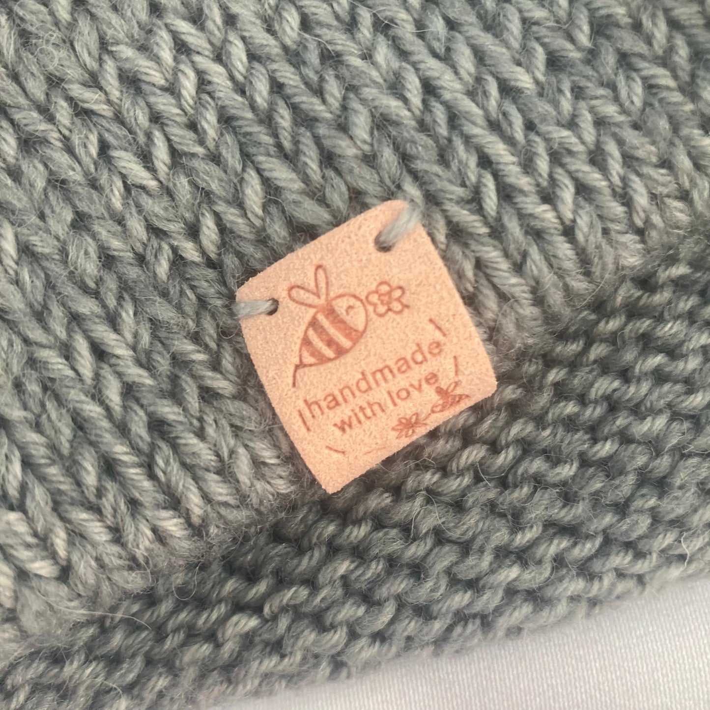 10 PU Pleather Faux Suede Labels “Hand Made” Bee Clothing Sew On Tags Handmade Labels for knitted Garments, sewing, crochet, Craft labels.
