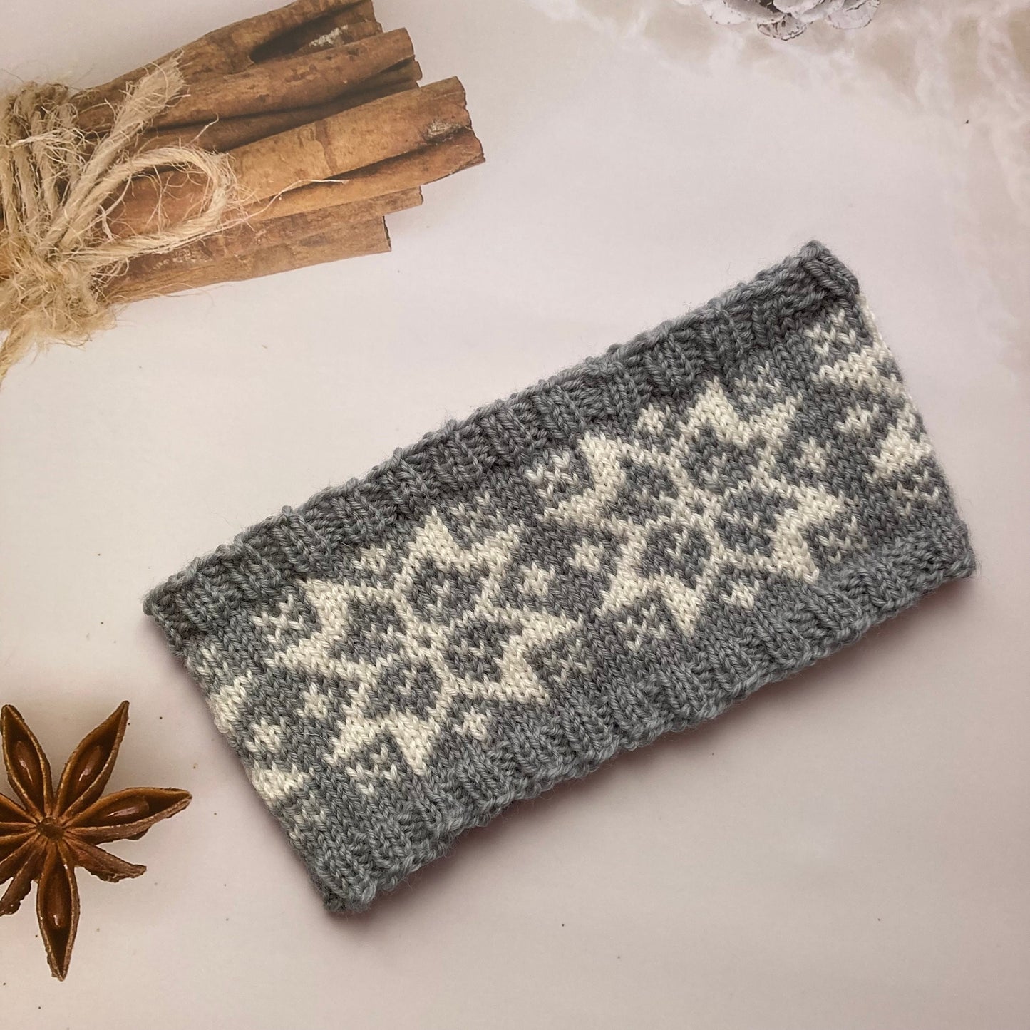 Star Snowflake Earwarmer or Headband Knitting Pattern Only Nattstjerne Norwegian Rose Scandinavian Knitted Scarf Ishagen