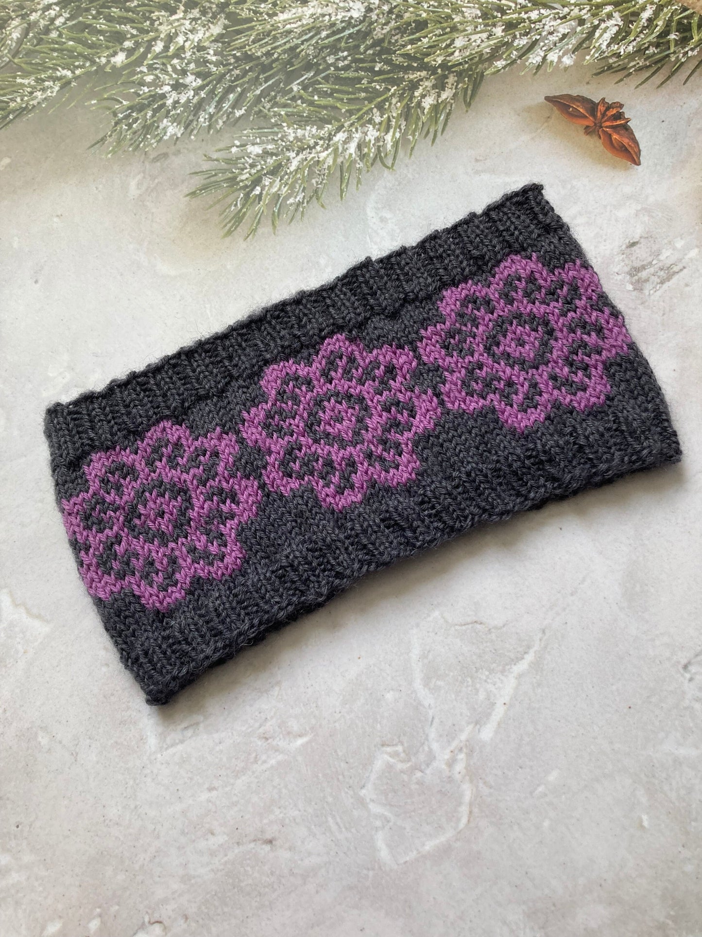 Flower Headband or Earwarmer Knitting Pattern Only Night Wish Norwegian Scandinavian Knitted Design