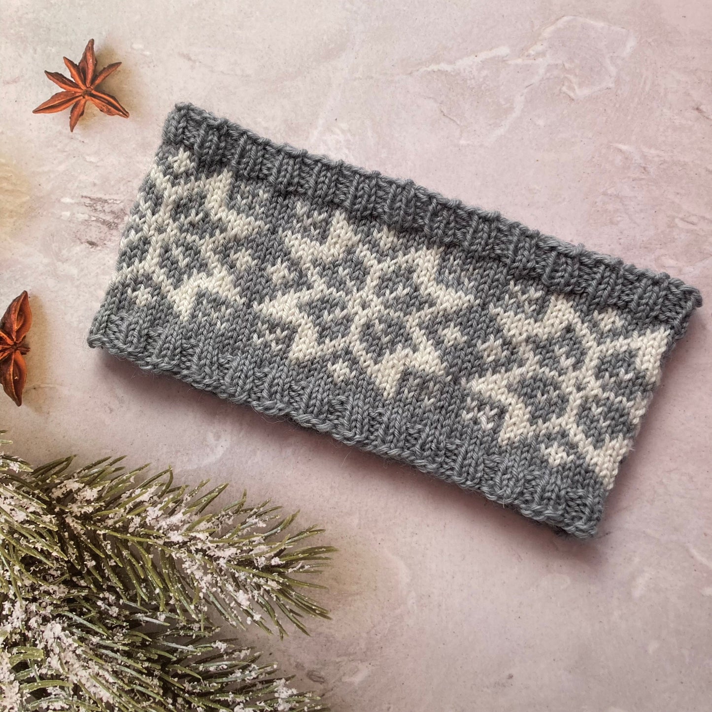Star Snowflake Earwarmer or Headband Knitting Pattern Only Nattstjerne Norwegian Rose Scandinavian Knitted Scarf Ishagen