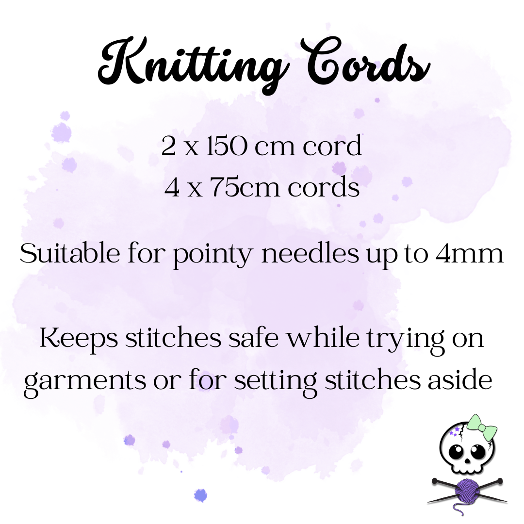 6 Knitting Stitch Holder Cords or Cables in a Tin. Stitch Keeper Hollow Tubing, Accessories, Notions, Supplies