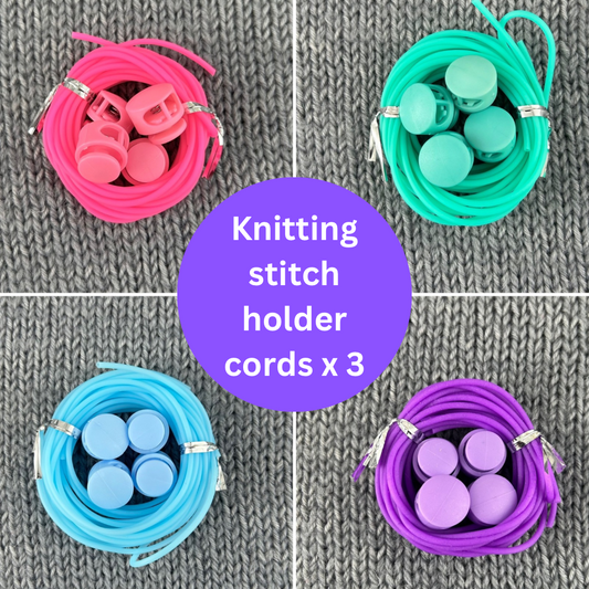 3 Knitting Stitch Holder Cords or Cables in an Organza Bag, Stitch Keeper Hollow Tubing, Accessories, Notions, Supplies