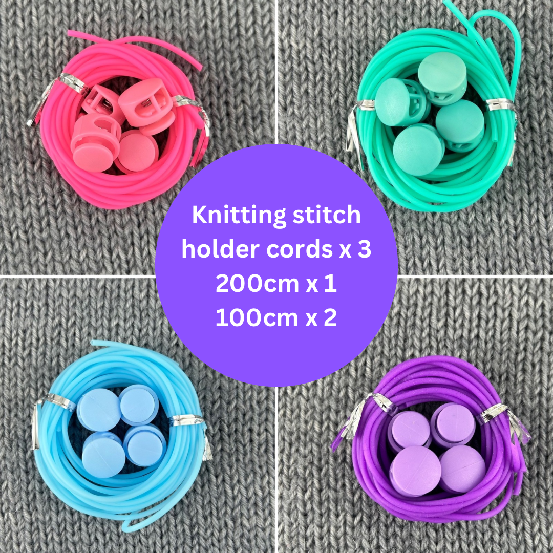 3 Knitting Stitch Holder Cords 200cm and 100cm Cables in an Organza Bag, Stitch Keepers Plus Size Inclusive, Accessories, Notions, Supplies