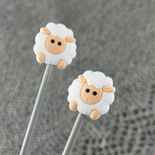 Knitting Needle Stitch Savers Stoppers or End Caps White Sheep Knitting Notions Accessories, Gifts for knitters