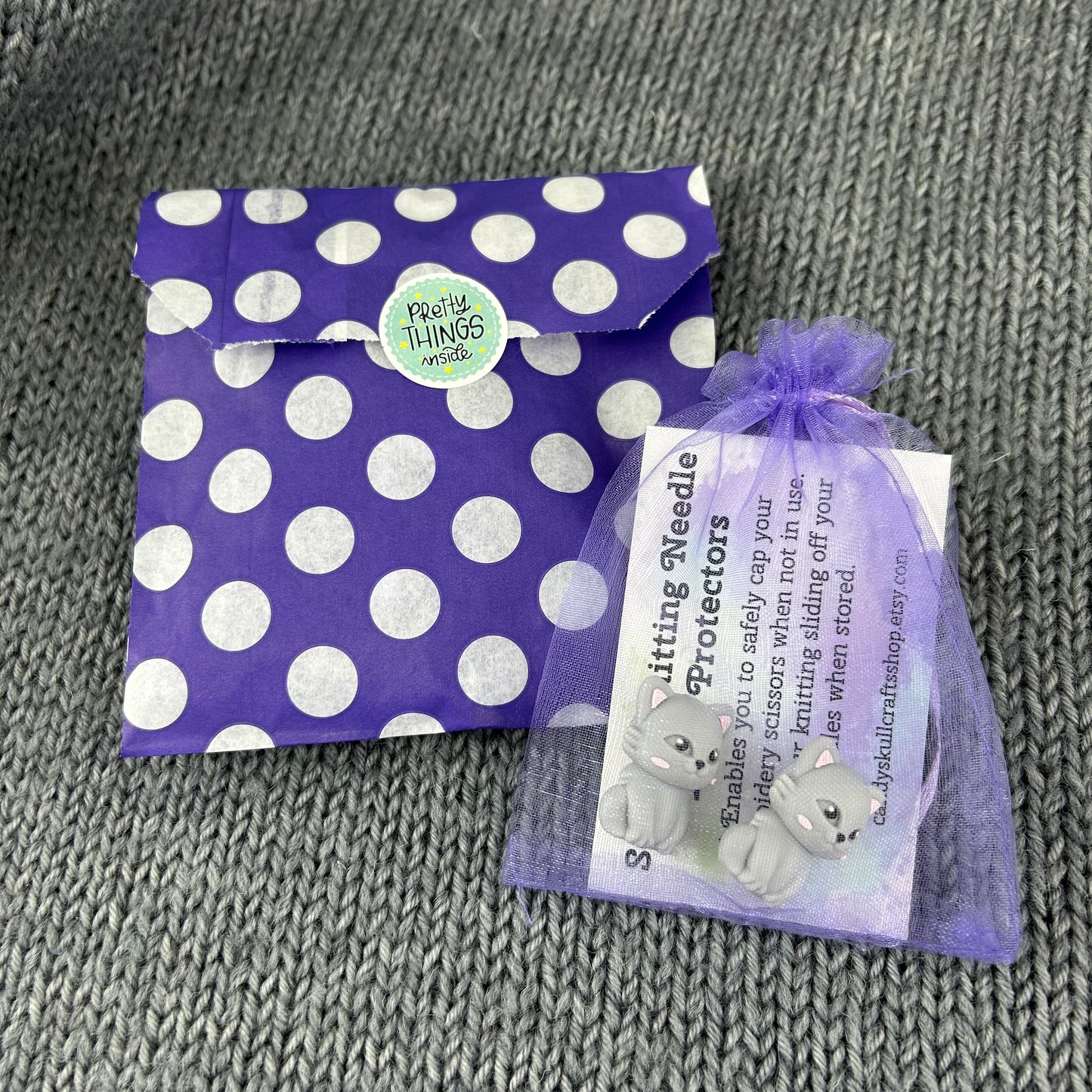 Knitting Needle Stoppers Cat Stich Savers, Point Protectors , Knitting Accessories and Notions, Gifts for knitters.