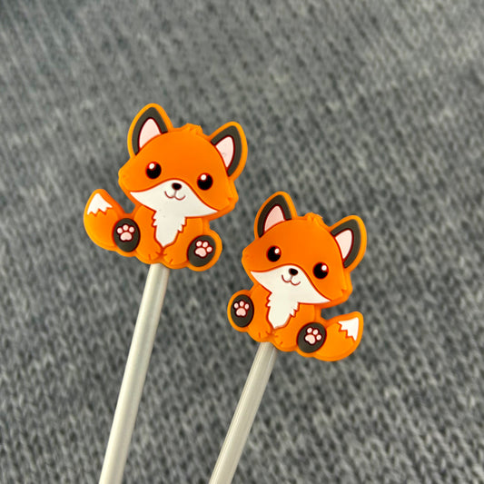 Fox Knitting Needle Stitch Savers Stoppers or Huggers. End Caps Knitting Accessories, Gifts for knitters