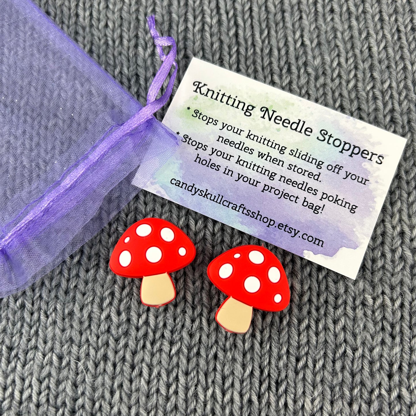 Knitting Needle Point Protectors Stoppers Mushroom Toadstool Fungi Knitting Accessories, Gifts for knitters