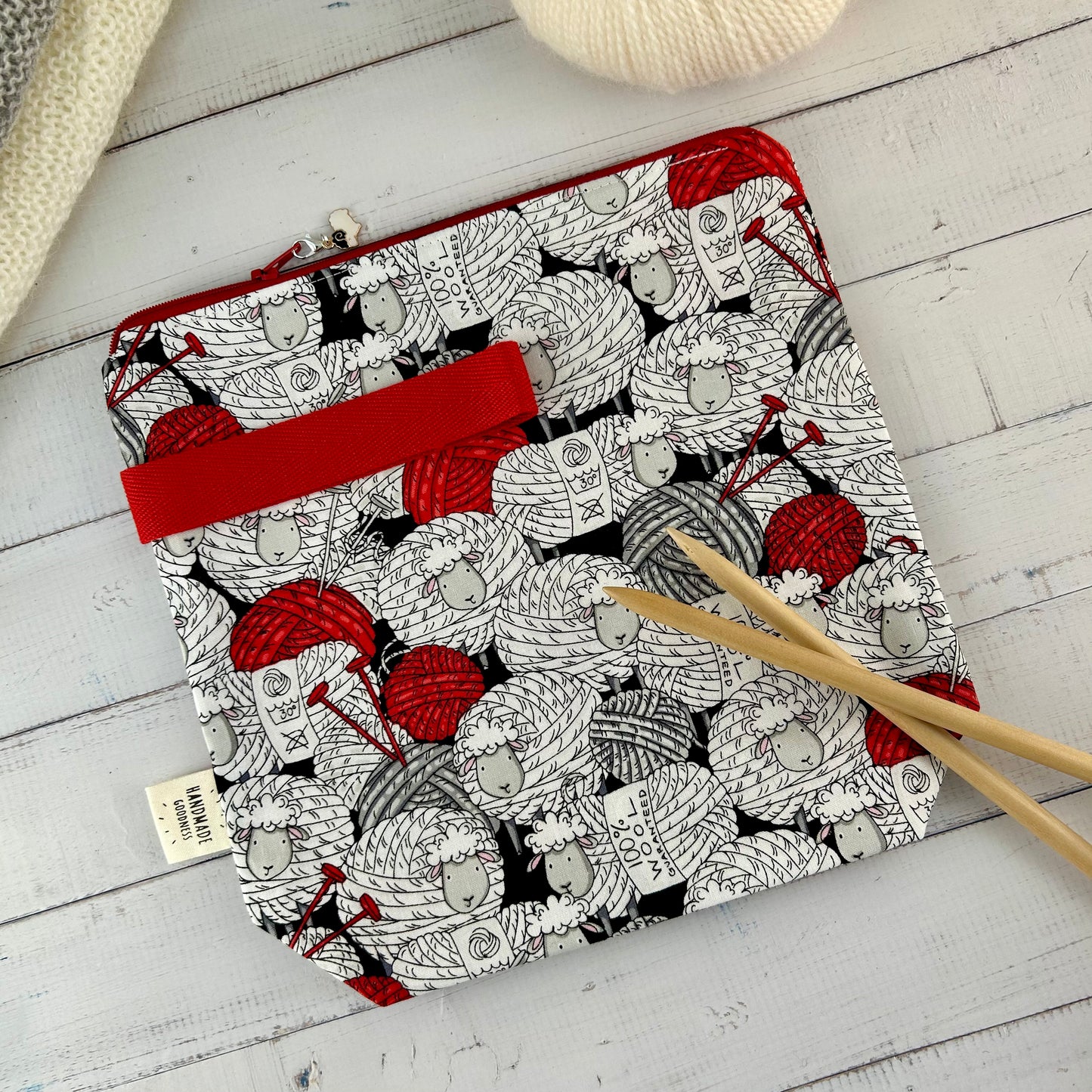 Sheep Knitting Project Bag, Lamb, Crochet Project Bag, Knitting Accessories, Gifts For Knitters, Balls of Yarn Notions Tools Supplies