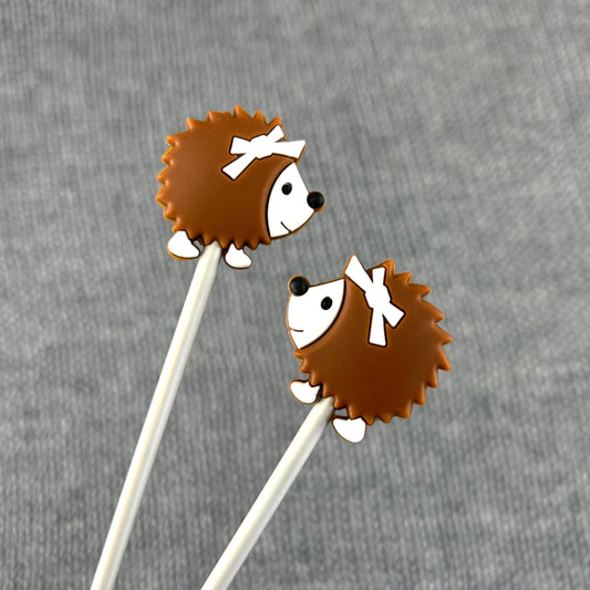 Hedgehog Knitting Needle Stitch Savers or Stoppers, Point Protectors Brown Hedgehog, Knitting Accessories, Gifts for knitters, Notions