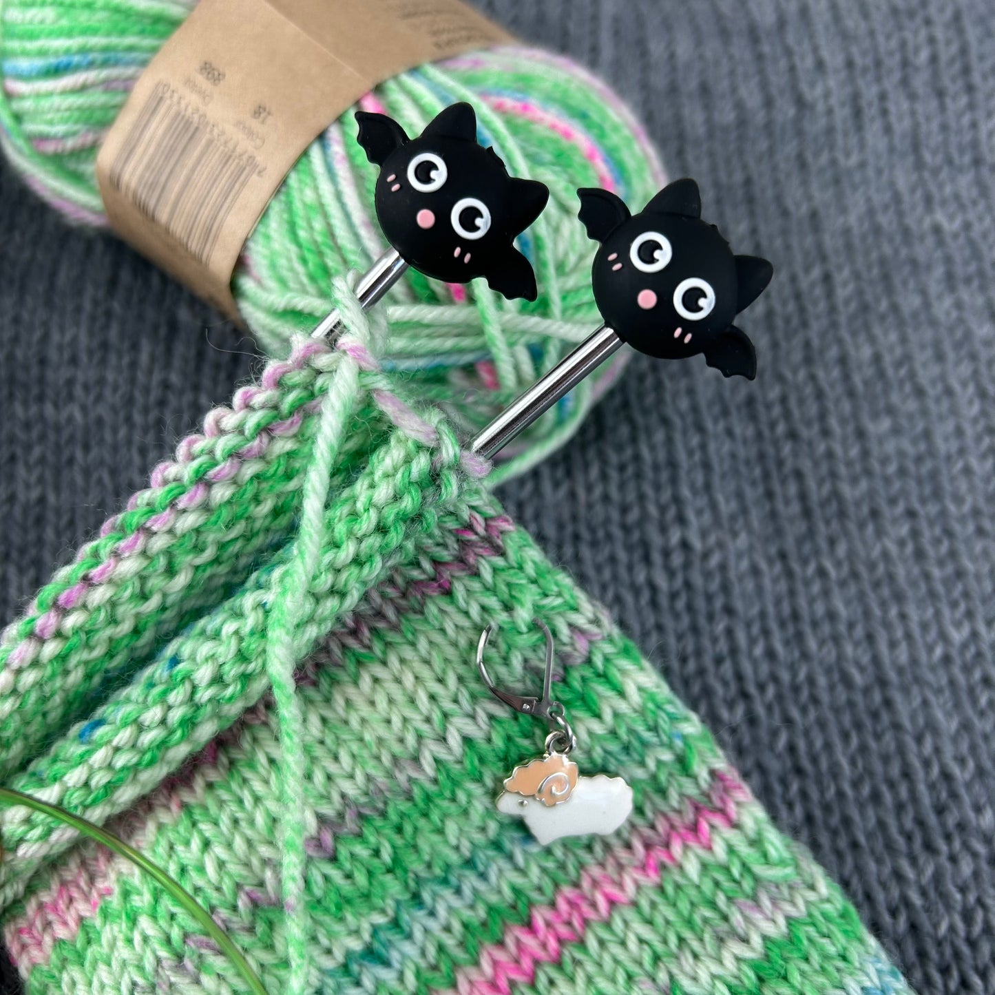 Bat Knitting Needle Stich Savers, Stoppers, Huggers, End Caps, Point Protectors Stoppers. Knitting Accessories & Notions, Gifts for knitters