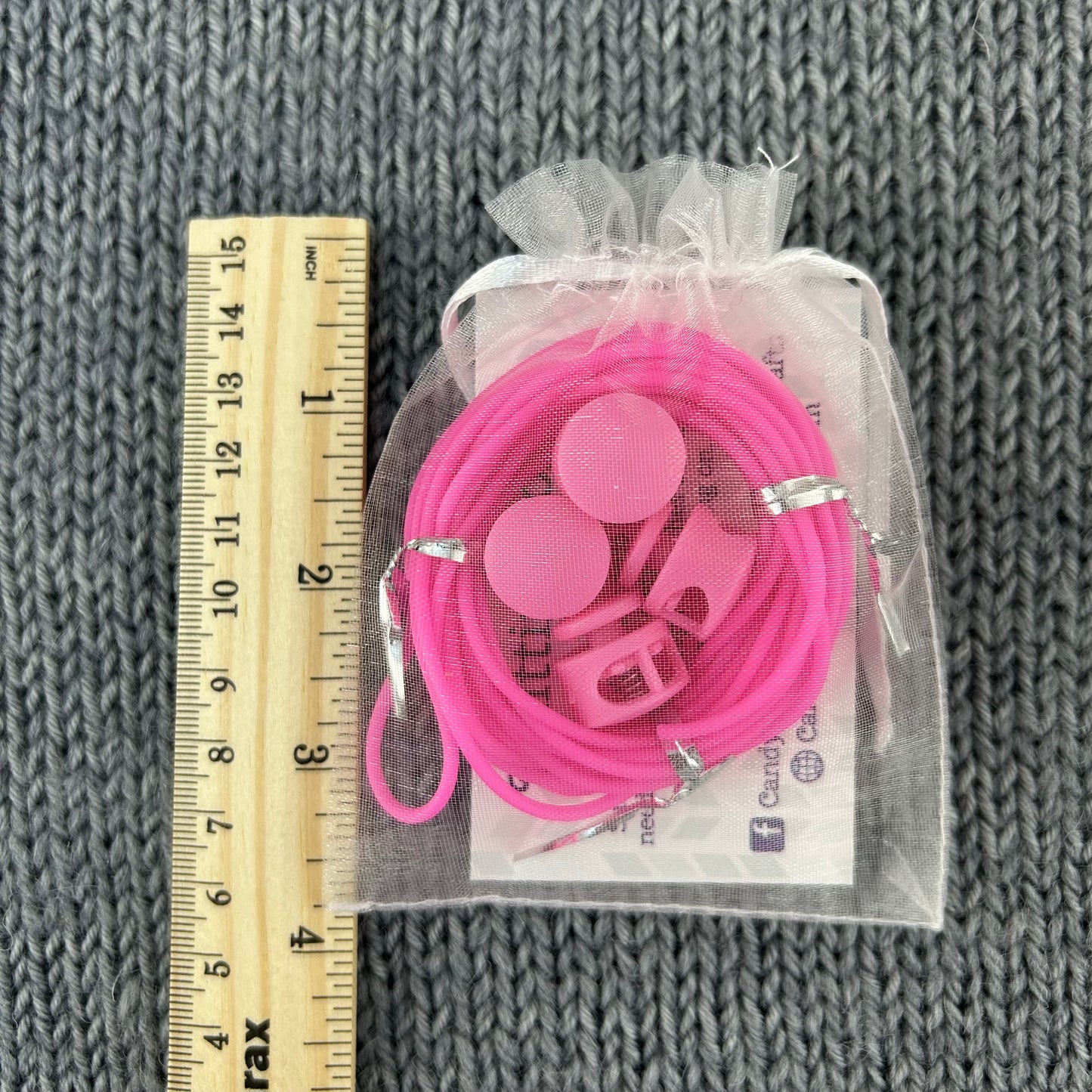 3 Knitting Stitch Holder Cords or Cables in an Organza Bag, Stitch Keeper Hollow Tubing, Accessories, Notions, Supplies