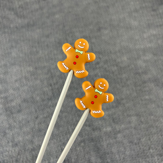 Knitting Needle Point Protectors Stoppers Gingerbread Man Men Christmas, Festive Knitting Accessories, Gifts for knitters, Knitting Notions,