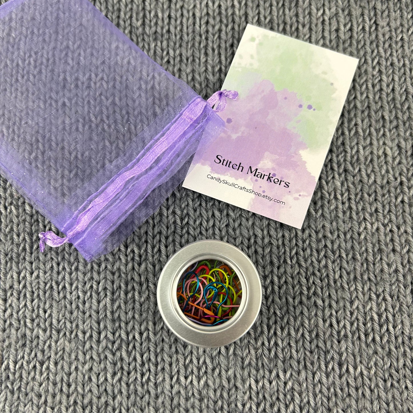 40 Rainbow Bulb Pin Knitting or Crochet Stitch Markers in a Metal Tin, Progress Keepers, Knitting Crochet Accessories, Gifts for Crafters