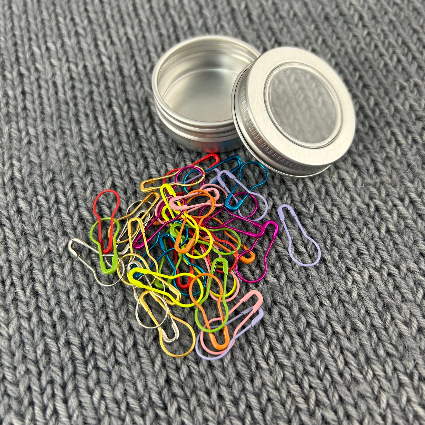 40 Rainbow Bulb Pin Knitting or Crochet Stitch Markers in a Metal Tin, Progress Keepers, Knitting Crochet Accessories, Gifts for Crafters