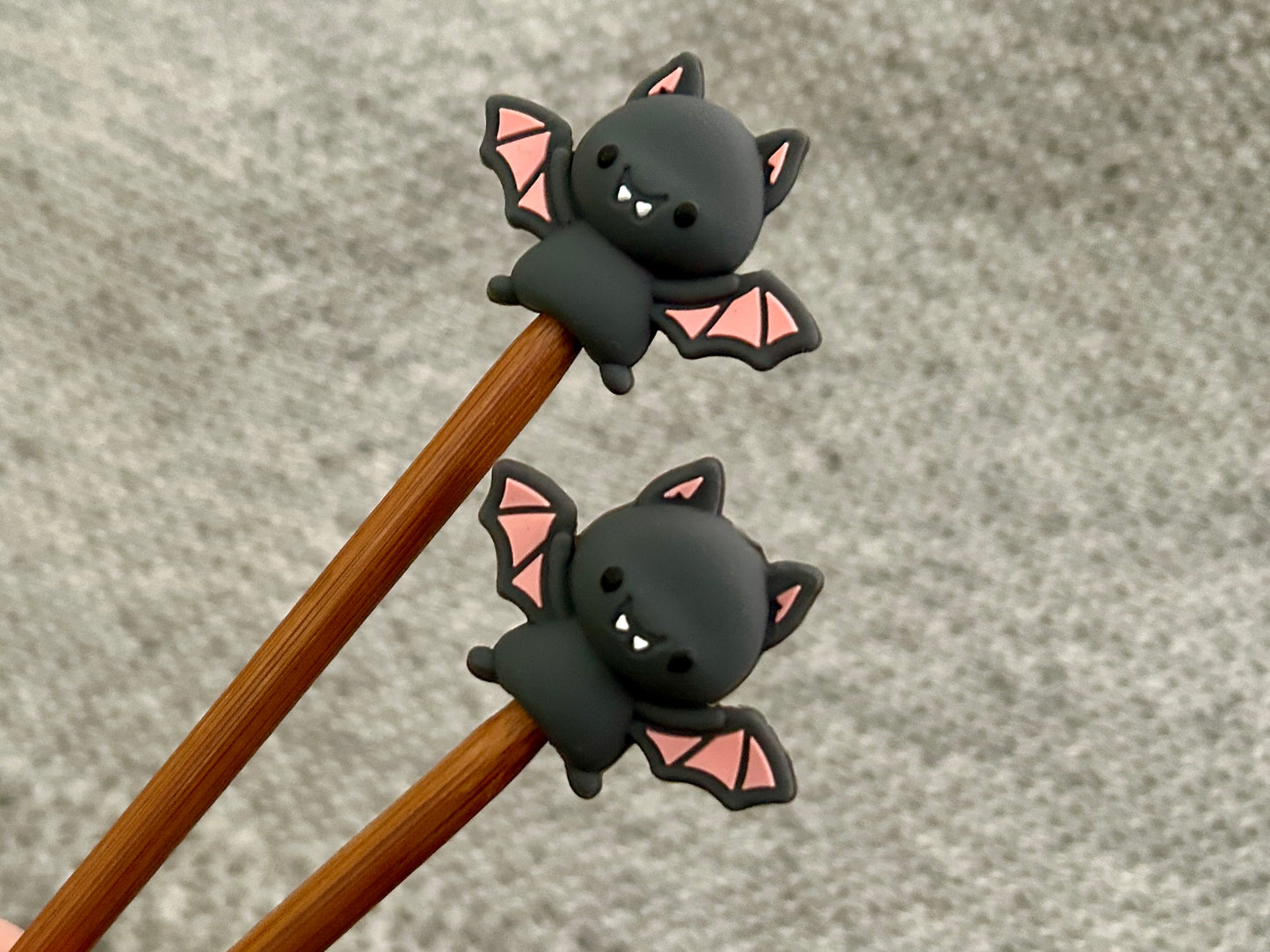 Bat Knitting Needle Stitch Savers,Halloween Point Protectors, Stoppers, End Caps, Huggers, Knitting Accessories, Gifts for knitters