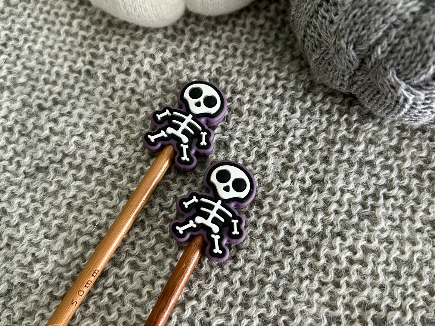 Purple Skeleton Knitting Needle Point Protectors Stitch Savers, Stoppers, End Caps, Huggers, Knitting Accessories, Gifts for knitters