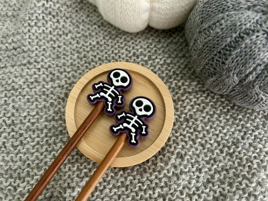 Purple Skeleton Knitting Needle Point Protectors Stitch Savers, Stoppers, End Caps, Huggers, Knitting Accessories, Gifts for knitters