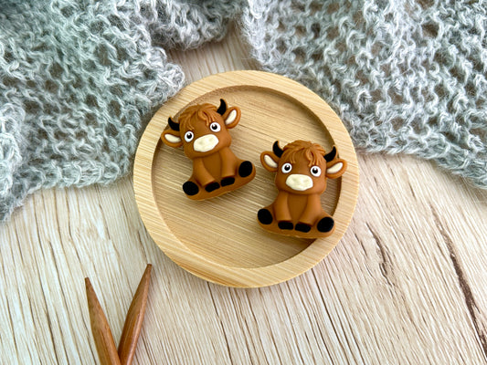 Knitting Needle Stoppers Highland Cow Stich Savers, Point Protectors , Knitting Accessories and Notions, Gifts for knitters, Aberdeen Angus