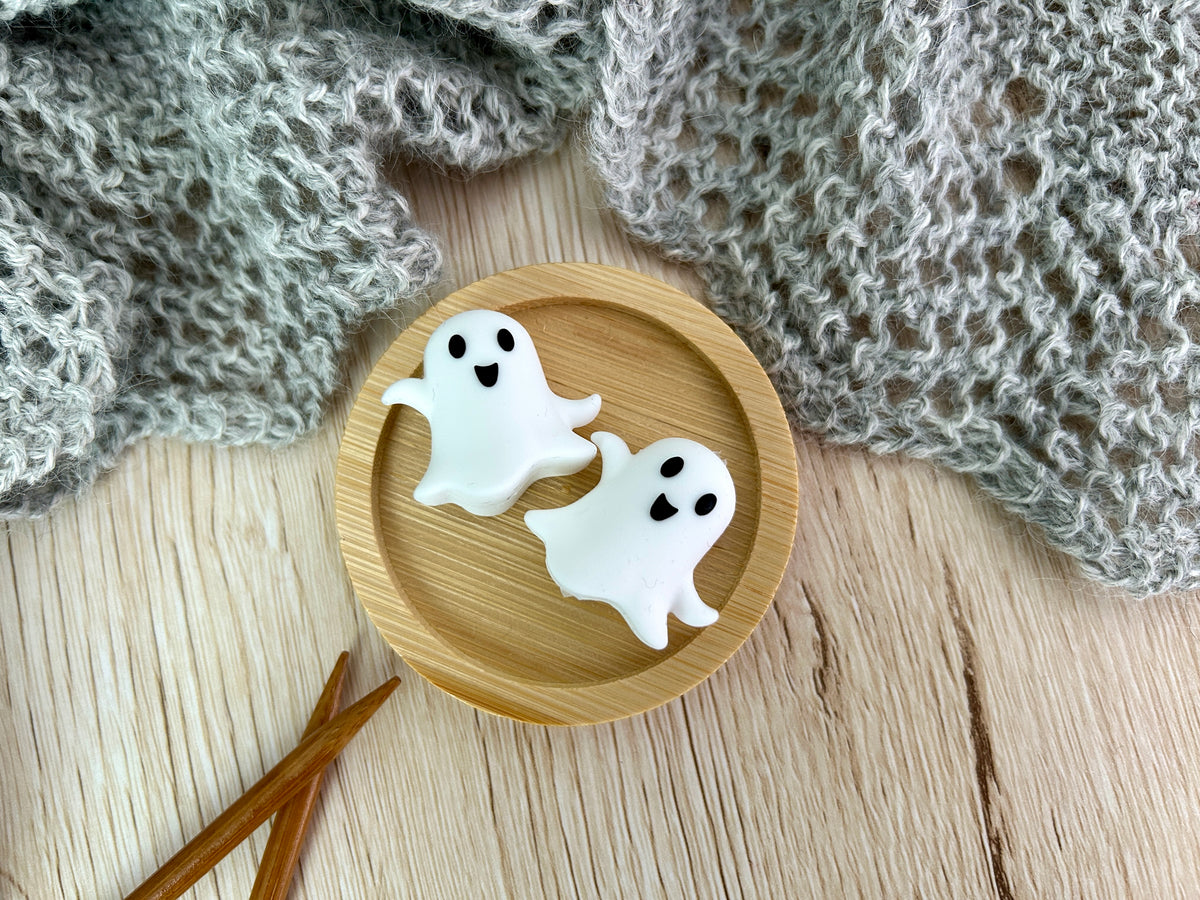 Ghost Knitting Needle Stitch Savers,Halloween Point Protectors, Stoppers, End Caps, Huggers, Knitting Accessories, Gifts for knitters