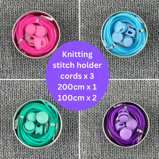 3 Knitting Stitch Holder Cords or Cables in a Tin. 200cm x 1, 100cm x 2 Stitch Keeper Plus SIze Inclusive Hollow Tubing, Accessories, Notions, Supplies (Copy)