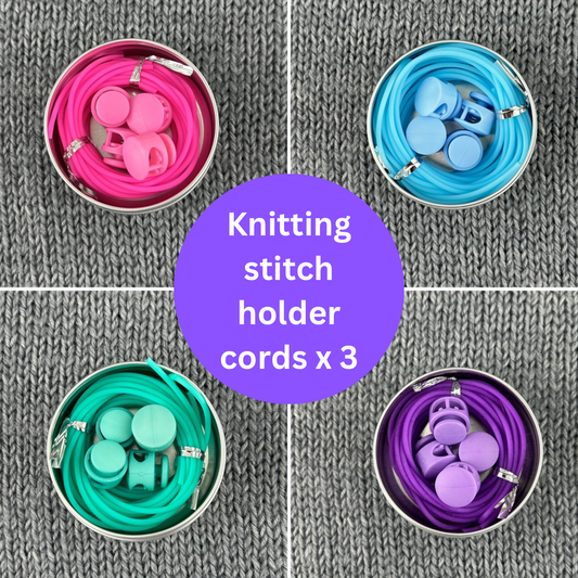 3 Knitting Stitch Holder Cords or Cables in a Tin. 150cm x 1, 75cm x 2 Stitch Keeper Hollow Tubing, Accessories, Notions, Supplies